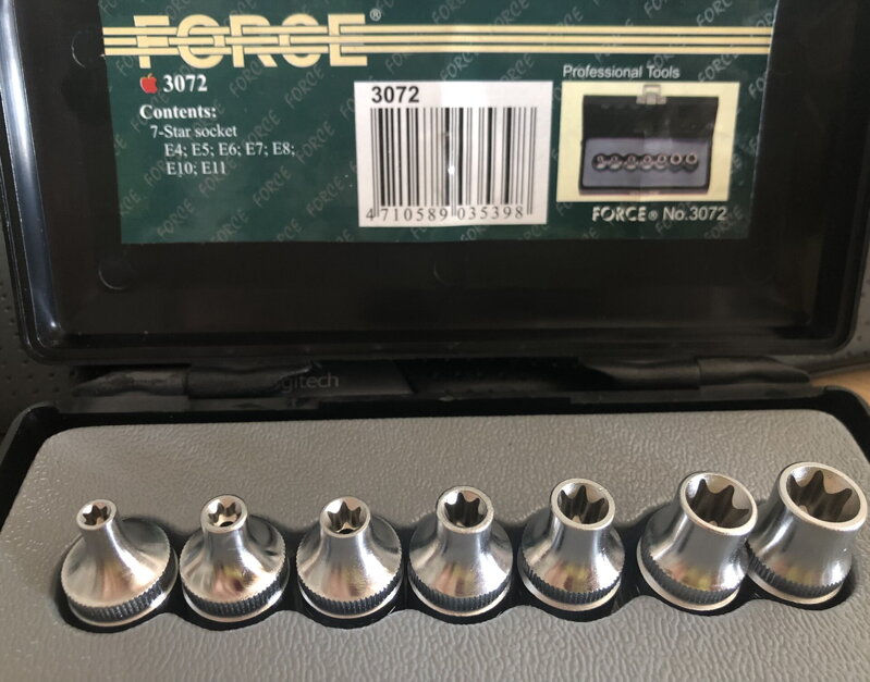Sada nástrčných hlavíc 3/8" Torx E4-E11 Force 3072 Sada nástrčných hlavíc 3/8" Torx E4-E11 Force 3072